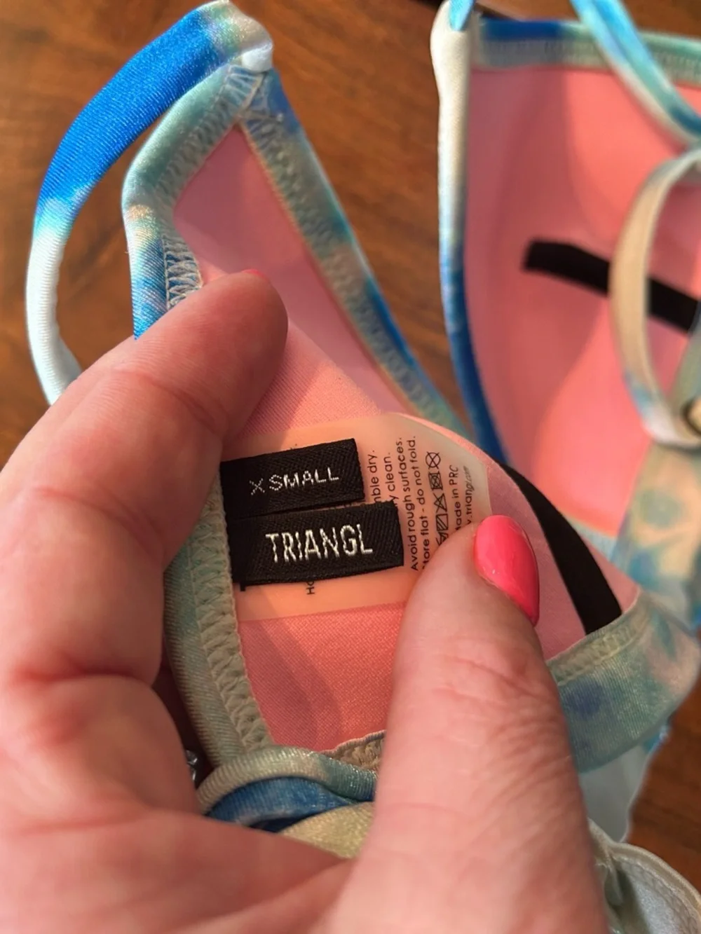 triangl swimwear Blue Tie-Dye Triangle Bikini Top size XS